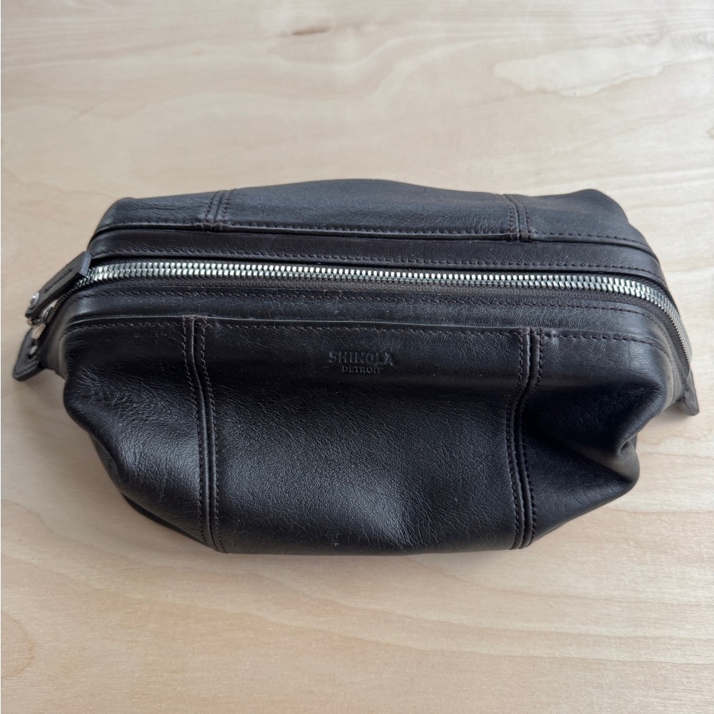 Shinola Dark Brown Toiletry Bag
